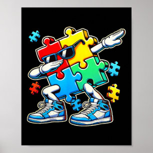 Funny Cool Dabbing Puzzle Piece Autismus Bewusstse Poster