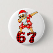 Funny Cool Dabbing Santa Hawaii 67 Meme Christmas Button (Vorderseite)
