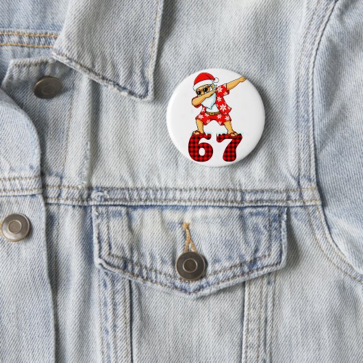 Funny Cool Dabbing Santa Hawaii 67 Meme Christmas Button (Beispiel)