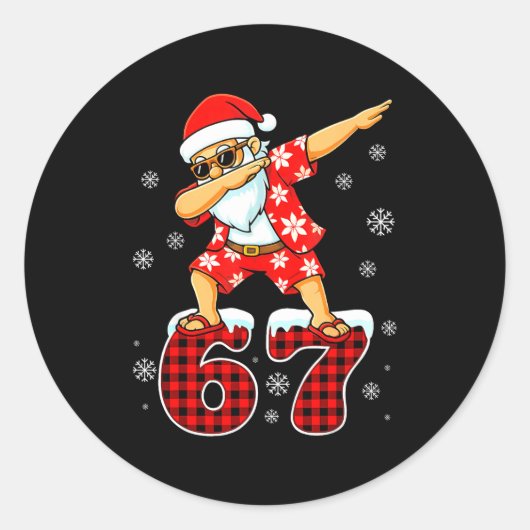 Funny Cool Dabbing Santa Hawaii 67 Meme Christmas Runder Aufkleber (Vorderseite)