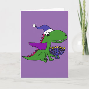 Funny Cool Dragon und Menorah Happy Hanukkah Art Feiertagskarte