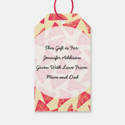 Funny Cool Funky Pizza Pattern Geschenkanhänger (Rückseite)