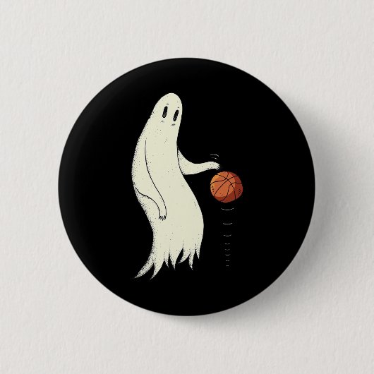 Funny Cool Ghost Dribbling Sketll - Halloween Sket Button (Vorderseite)