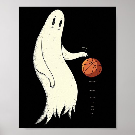 Funny Cool Ghost Dribbling Sketll - Halloween Sket Poster (Vorne)