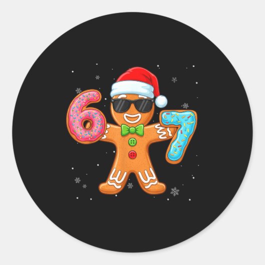 Funny Cool Gingerbread Six Seven 67 Ice Cream Drip Runder Aufkleber (Vorderseite)