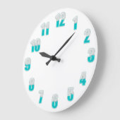 Funny cool große halbe Zahlen aquamarin Wanduhr (Winkel)