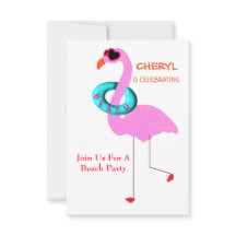 Funny Cool in Shades Pink Flamingo Beach Party