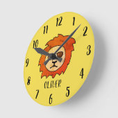 Funny Cool Lion Kids Name Runde Wanduhr (Winkel)