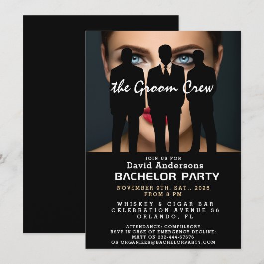 Funny, cool, modern Bachelor Party Einladung (Vorne/Hinten)