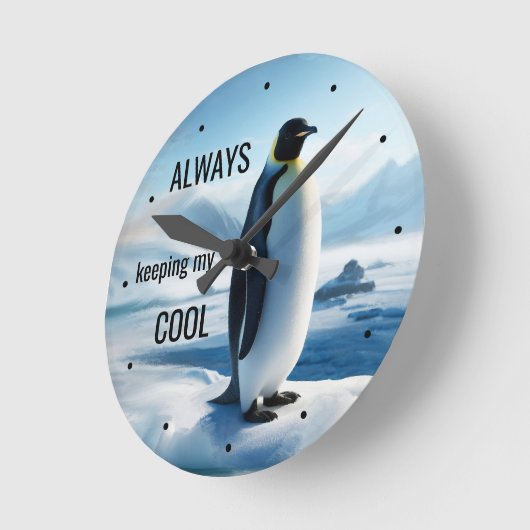 Funny Cool Penguin Ice Runde Wanduhr (Winkel)