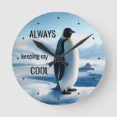 Funny Cool Penguin Ice Runde Wanduhr (Vorderseite)