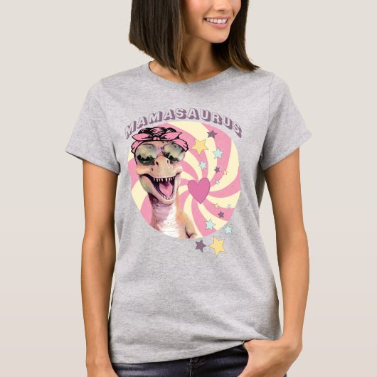 Funny Cool Pink Mamasaurus Dinosaur Mama T-Shirt (Vorderseite)