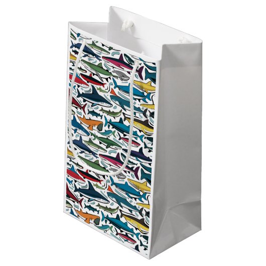 Funny Cool Shark Print Abstrakt Generic Kleine Geschenktüte (Rückseite Schrägansicht)