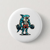 Funny Cool Shark Weightlifting Bodybuilder Muscle  Button (Vorderseite)