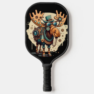 Funny Cool Steam Punk Moose Art Pickleball Schläger