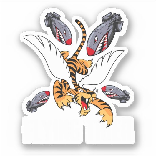 Funny Cool Tiger Flying Novelty Graphic. Perfect d Aufkleber (Vorderseite)