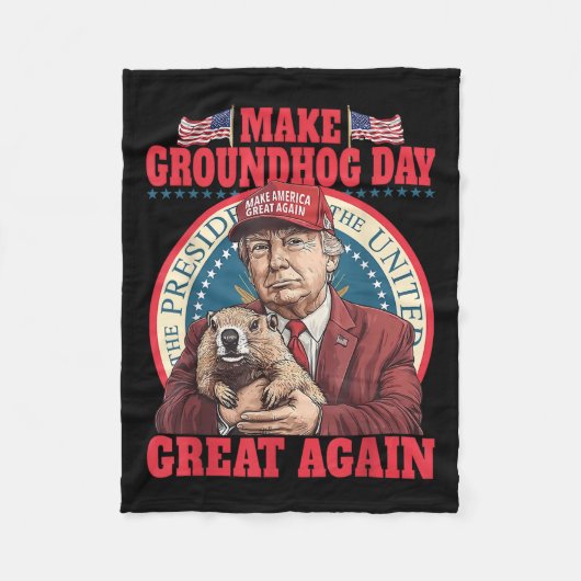 Funny Cool Trump Groundhog macht Groundhog Day Gre Fleecedecke (Vorderseite)