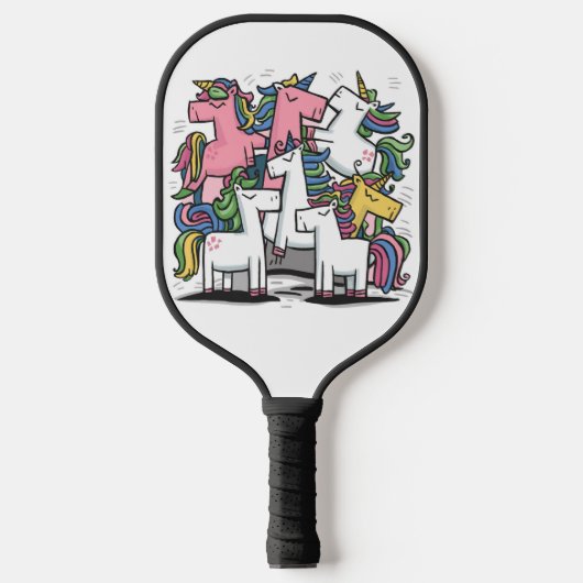 Funny Cool Unicorn Abstrakte Kunst Pickleball Schläger (Vorderseite)
