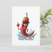Funny cooler Chili Pfeffer für den Druck Einladung (Stehend Vorderseite)