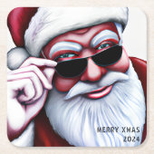 Funny Cooler Weihnachtsmann in Sonnenbrille Weihna Rechteckiger Pappuntersetzer (Vorderseite)