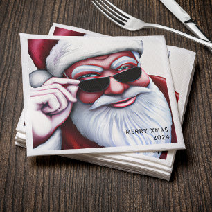 Funny Cooler Weihnachtsmann in Sonnenbrille Weihna Serviette