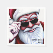 Funny Cooler Weihnachtsmann in Sonnenbrille Weihna Serviette (Vorderseite)