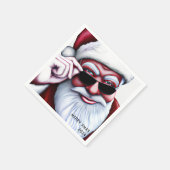 Funny Cooler Weihnachtsmann in Sonnenbrille Weihna Serviette (Ecke)