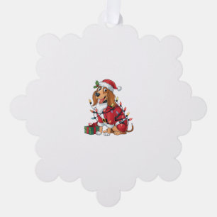 Funny Coonhound Xmas Lighting Santa Coonhound Hund Ornament Karte
