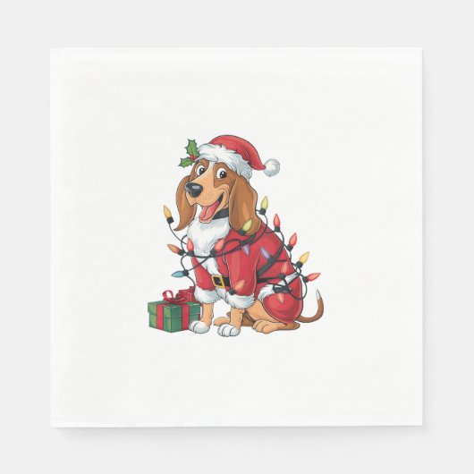 Funny Coonhound Xmas Lighting Santa Coonhound Hund Serviette (Vorderseite)