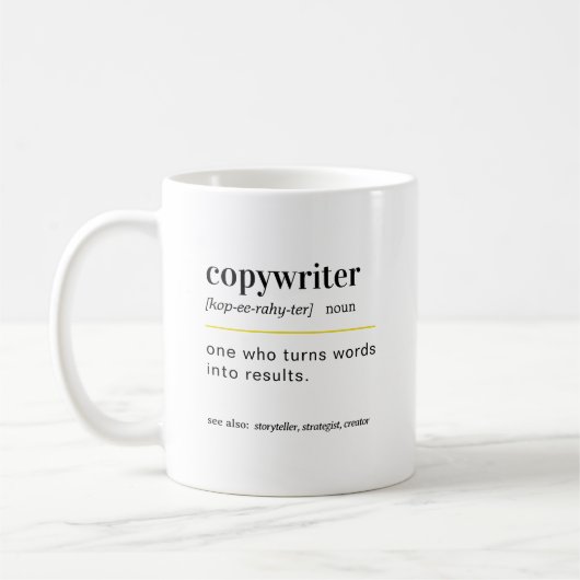 Funny Copywriter Gift Coffee Mug Kaffeetasse (Links)