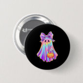 Funny Coquette Bow Ghost Pumpkin Halloween Soky Se Button (Vorne & Hinten)
