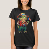 Funny Coqui Frog Puerto Rico Flag Taino Boricua Hi T-Shirt (Vorderseite)