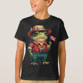 Funny Coqui Frog Puerto Rico Flag Taino Boricua Hi T-Shirt (Vorderseite)