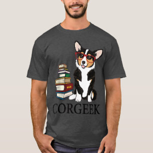Funny Corgeek Corgi Dog liebt Buchlesen Geek C T-Shirt