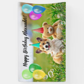 Funny Corgi Balloons Happy Birthday Party Banner (Vertikal)