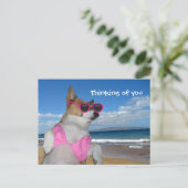 Funny Corgi Bikini Postkarte (Stehend Vorderseite)