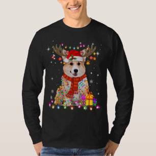 Funny Corgi Christmas Rentier Christmas Lights Pa T-Shirt