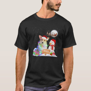 Funny Corgi Dog Christmas Snowman Xmas Lights Paja T-Shirt