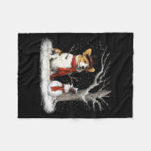 Funny Corgi Dog In The Snow Tree Christmas Winter  Fleecedecke (Vorderseite (Horizontal))