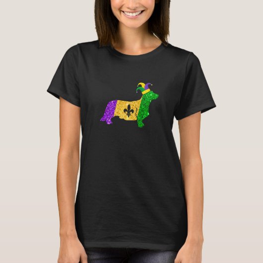 Funny Corgi Dog Lover Cute Mardi Gras Carnival Pre T-Shirt (Vorderseite)