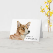 Funny Corgi Dog Pun | Hallo Corgeous Karte (Gelbe Blume)