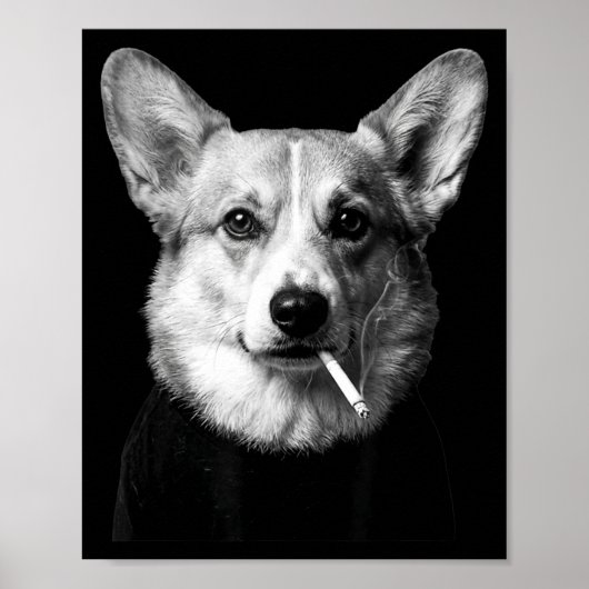 Funny corgi dog smoking meme smoking dog cigarette poster (Vorne)