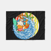 Funny Corgi Dog Surfing Surfer Hawaii Beach Summer Fleecedecke (Vorderseite (Horizontal))