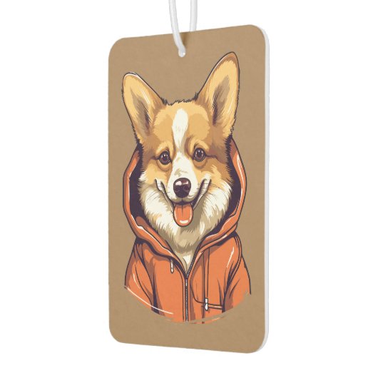 Funny Corgi Dog Wearing Hoodie Autolufterfrischer (Links)