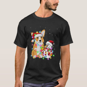 Funny Corgi Dog Weihnachtsfeier T-Shirt Snowman Xm
