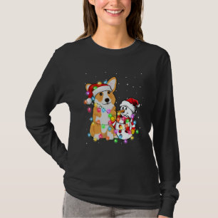 Funny Corgi Dog Weihnachtsfeier T-Shirt Snowman Xm