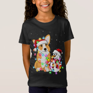 Funny Corgi Dog Weihnachtsfeier T-Shirt Snowman Xm