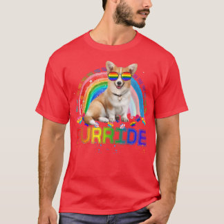 Funny Corgi Gay PrideRainbow Sunglasses LGBTQ T-Shirt