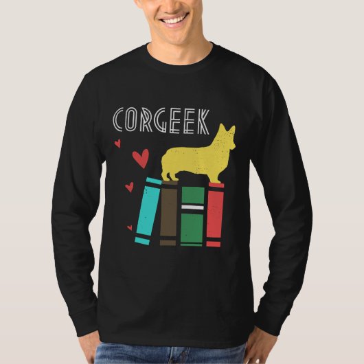 Funny Corgi Geek Corgeek Buchdesign Print T-Shirt (Vorderseite)