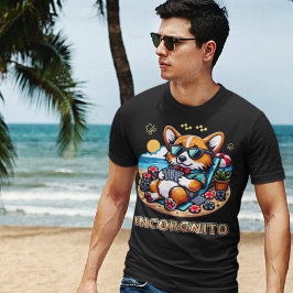 Funny Corgi Hund Incorgnito Poker T-Shirt